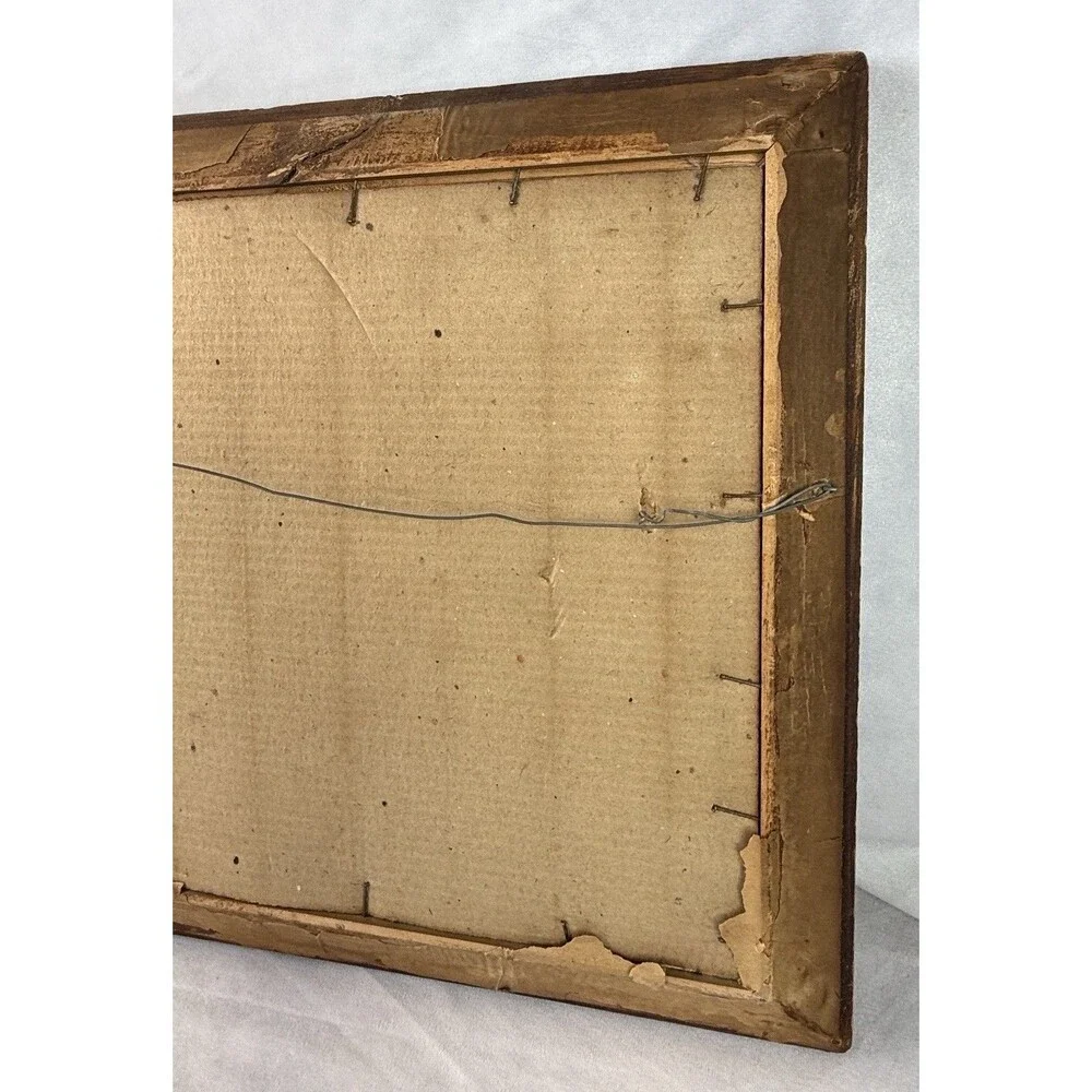 Vintage Jesus Praying Art Under Glass Ornate Gilt Wood Gold Frame Antique